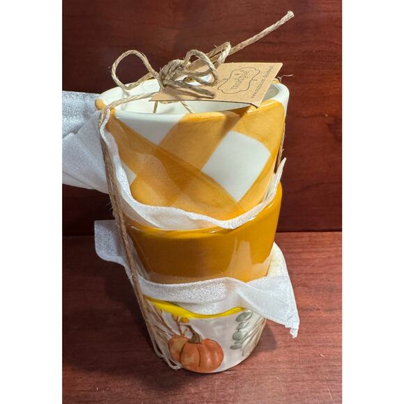 NWT Set of 3 Mud Pie Buffalo Check Ramekin Set 2" x 3" Diameter Orange - Picture 2 of 8